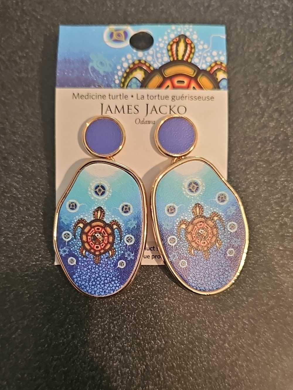 Blue Turtle Drop Earrings